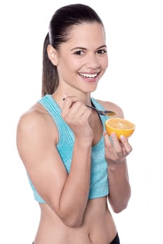 Slim attractive trainer having an orange
