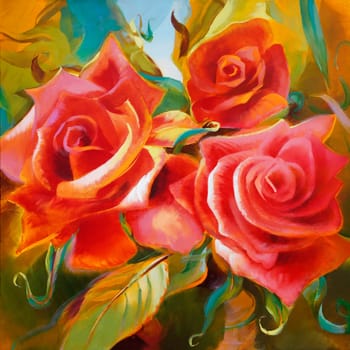 roses painting canvas strikingly hand-painted