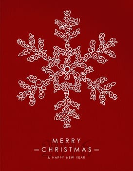 Merry Christmas Happy New Year 2016 greeting card background. Linear winter snowflake with monogram decoration, ornaments and leaves. EPS10 vector.
