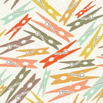 Colorful clothespin retro seamless pattern concept background. Ideal for web backdrop, print or vintage style campaign. EPS10 vector.