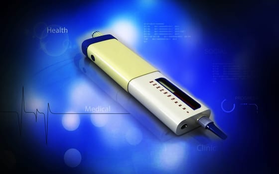 Digital illustration of insulin pen in colour background