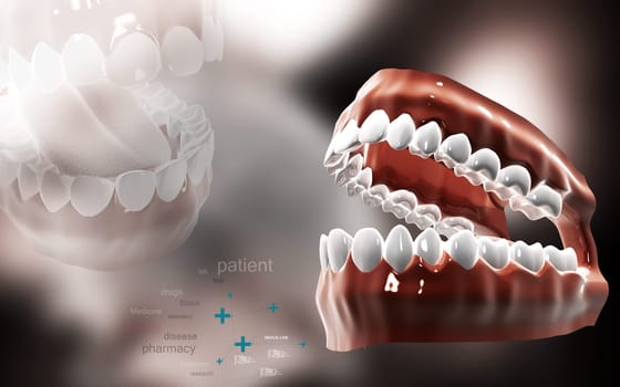 Digital illustration of Mouth in colour background