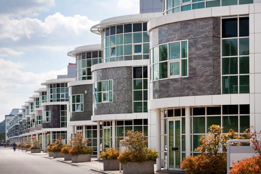 Contemporary office buildings in a row