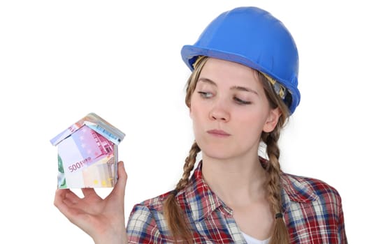 A female construction worker