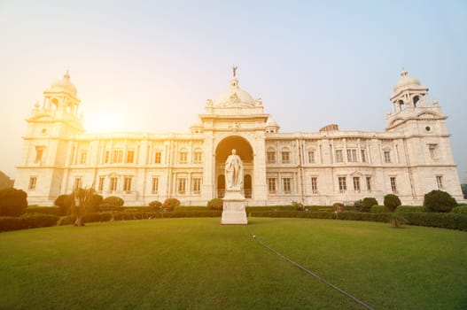 Front view Victoria Memorial in Kolkata or Calcutta, India.