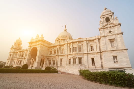 Landmark building Victoria Memorial in Kolkata or Calcutta, India.