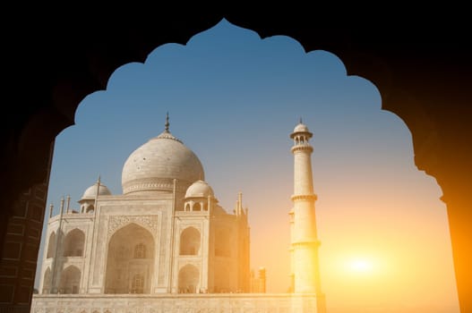 Taj Mahal view behind arch,Agra,Uttar Pradesh,India