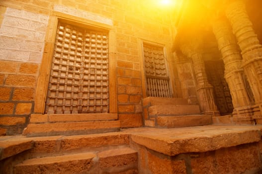 Details of carved walls and doors of Jaisalmer Fort, Rajasthan, India