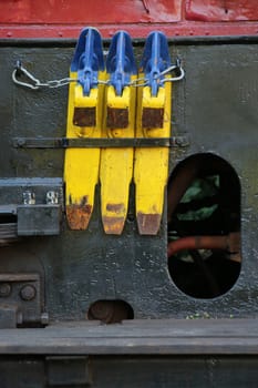 Brake shoes on an old steam locomotive