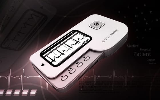Digital illustration of ECG in colour background