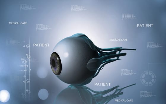 Digital illustration of eye in colour background