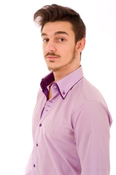handsome pensive young man, thinking, isolated on white background