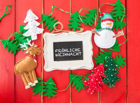 Rustic background for Christmas with felt decoration