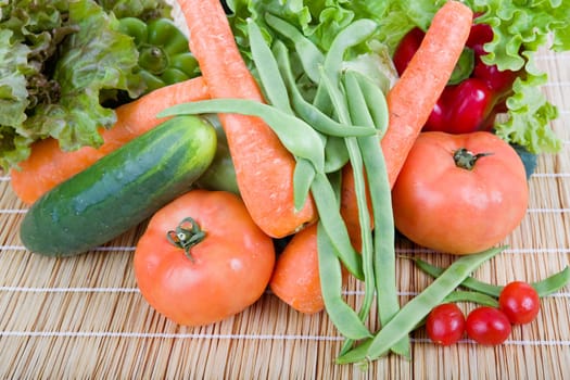 Fresh vegetables on wooden table