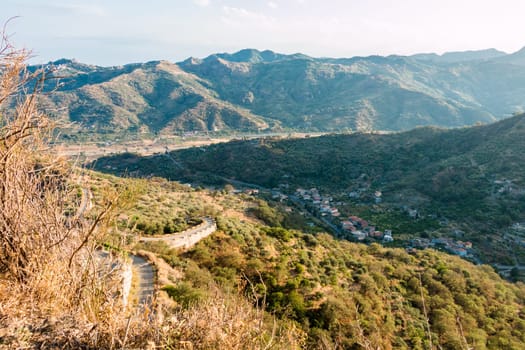 Sicilian valley in easten Sicily spring time