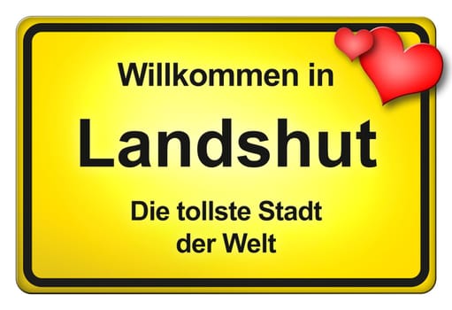 A yellow entrance sign with friendly welcome - Welcome