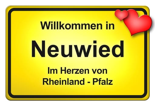 A yellow entrance sign with friendly welcome - Welcome