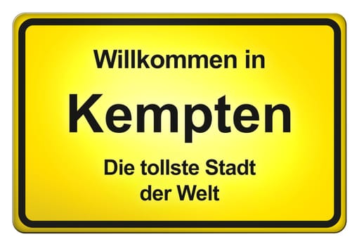 A yellow entrance sign with friendly welcome - Welcome