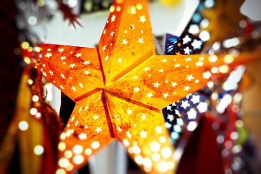 Christmas stars at the Christmas market