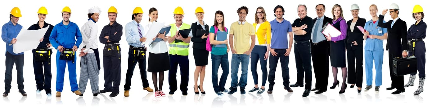 People belonging to different work industries