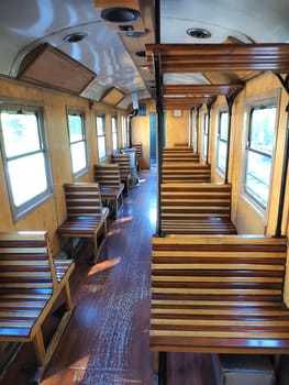 interior of luxury old train carriage