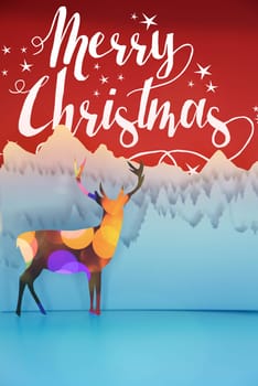Merry christmas handmade paper cut art winter scene