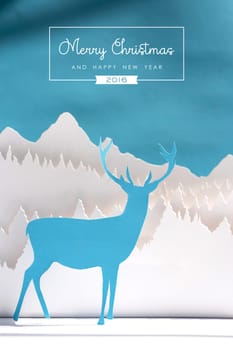 Merry christmas Happy New Year 2016 handmade paper cut winter scene