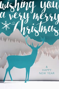 Merry christmas Happy New Year 2016 handmade paper cut art winter scene