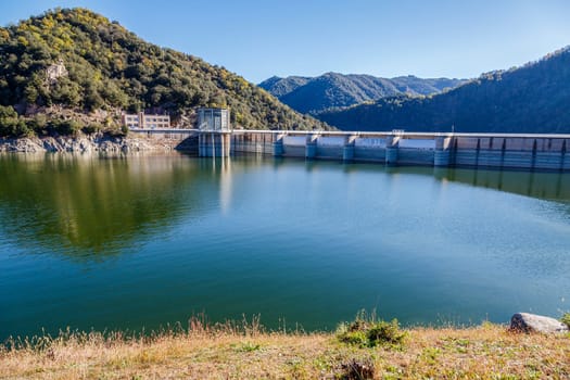 Sau Reservoir detail in Barcelona Spain. Water reserve of the Catalan capital