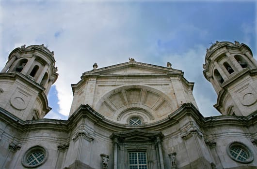 Cathedral of neoclassical style of ancient city of Cadiz, Spain