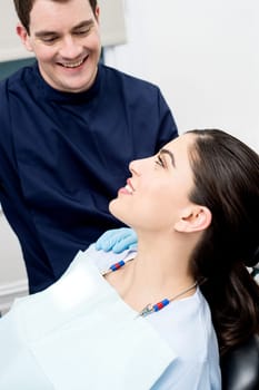 Dentist giving advice to the patient