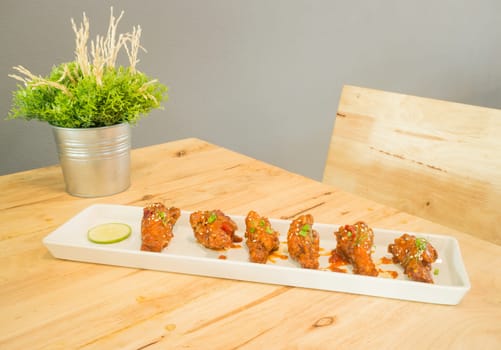 Chicken wings with barbeque sauce, stock photo