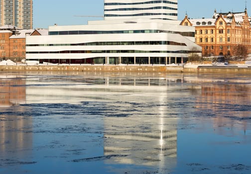 Downtown Umeå, Sweden in early winter.