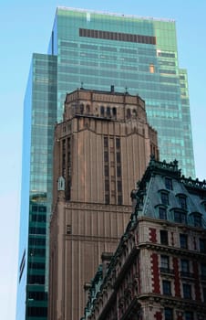 Manhattan, Old and new buildings are crowded together competing for space