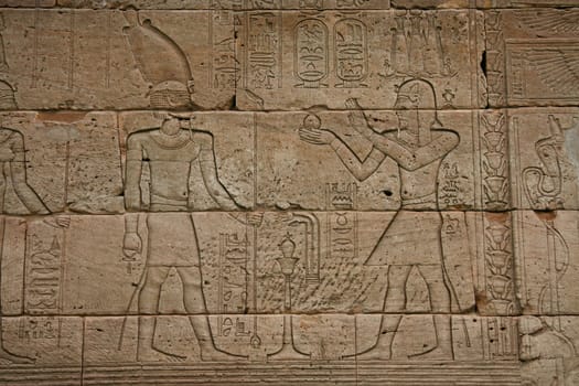 Egyptian ancient stone relief of a temple