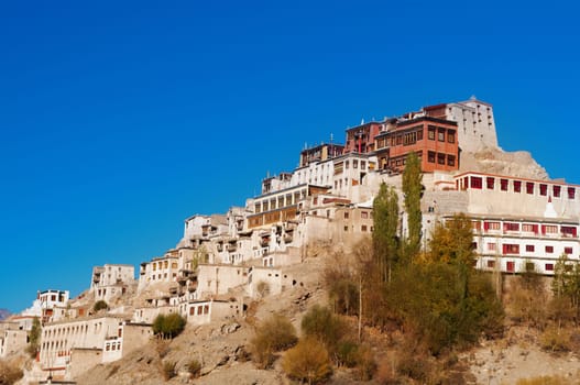 Thiksey Gompa, Tibetan Buddhist monastery of the Yellow Hat, Leh, Ladakh, Northern India.
