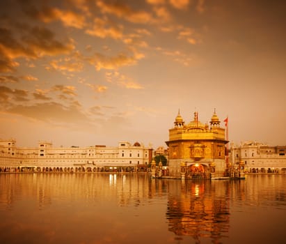 Sunrise at Golden Temple in Amritsar, Punjab, India.