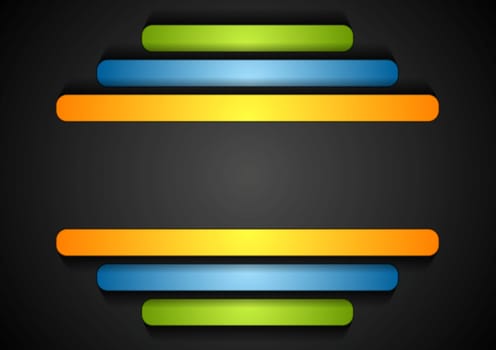 Abstract colorful stripes on dark background