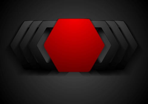 Red and black hexagon shapes logo