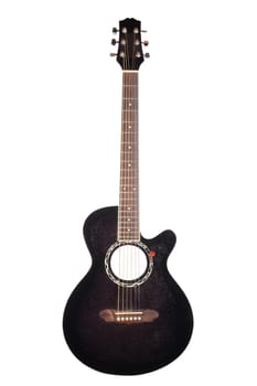 black acoustic guitar isolated on white