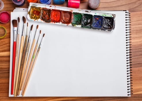 Albums for drawing with water colour paints and brushes