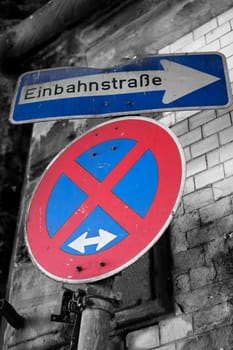Traffic signs in the city centre of Cologne