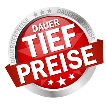 colored button with banner and text - Permanent low prices