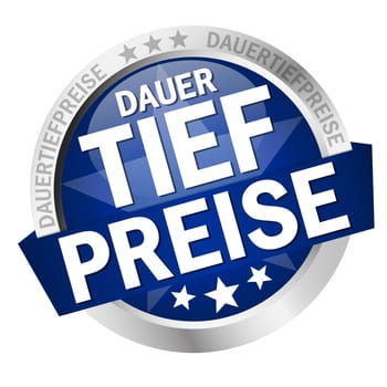 colored button with banner and text - Permanent low prices