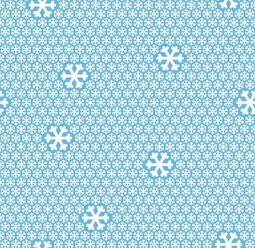 white snow flakes on blue colored seamless background
