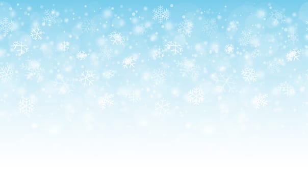 seamless white snow fall background with gradient colors blue to white