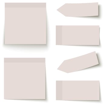 collection of six sticky papers with shadow in color brown