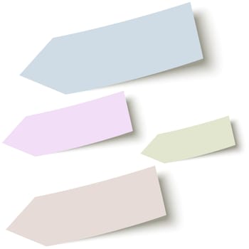 collection of sticky papers arrow with shadow in four different colors