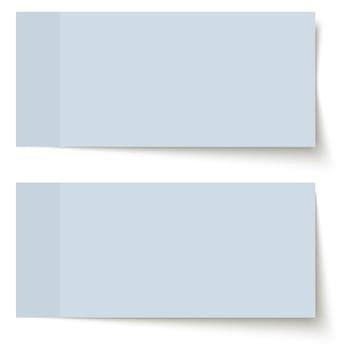 two different sticky papers with shadow colored blue on white background