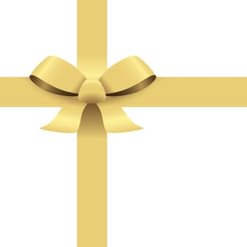 Bow with ribbons colored gold isolated on white background